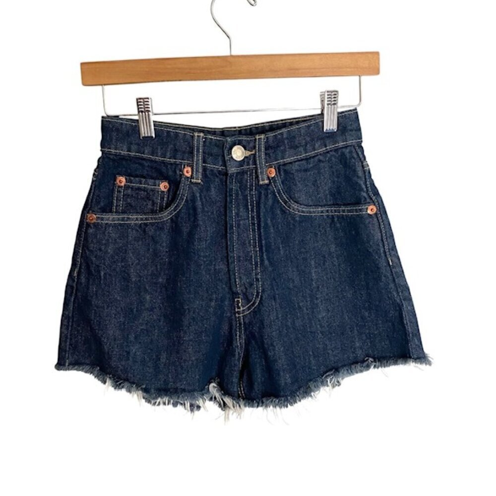 Zara High Waist Button Fly Jean Shorts 0